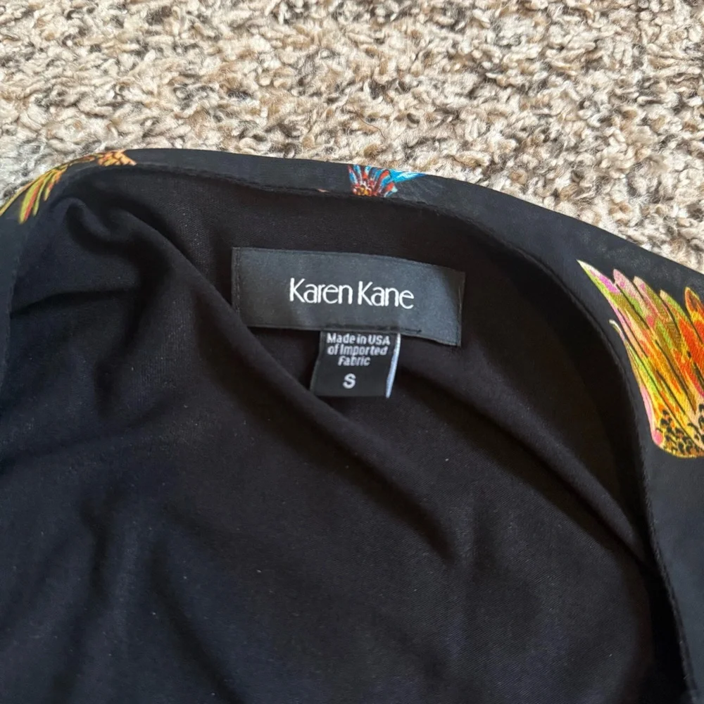 Karen Kane Hummingbird Print Lined Dolman Short Sleeve Flowy Blouse Womens Small - Picture 12 of 14